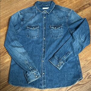AllSaints Denim Shirt Snap Closure Size large